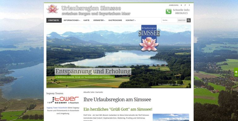 Abb. Homepage der Urlaubsregion Simssee